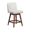 Armen Living Basila Swivel Counter Stool in Brown Oak Wood Finish with Beige Fabric 840254332171 - alternate 1
